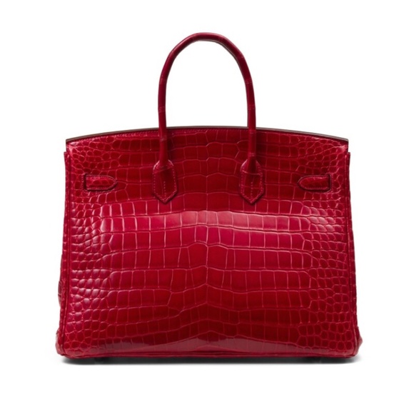 Hermès Braise Shiny Porosus Crocodile Birkin 35 Gold Hardware - Picture 5 of 7